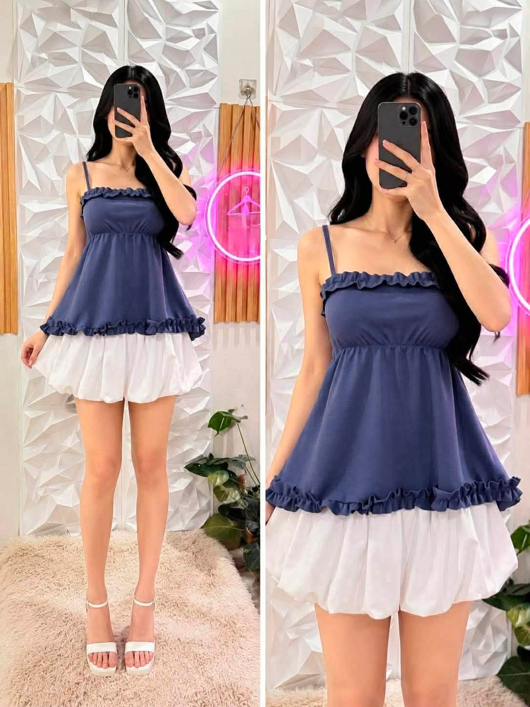 Celeste Ruffles Peplum Spag Top