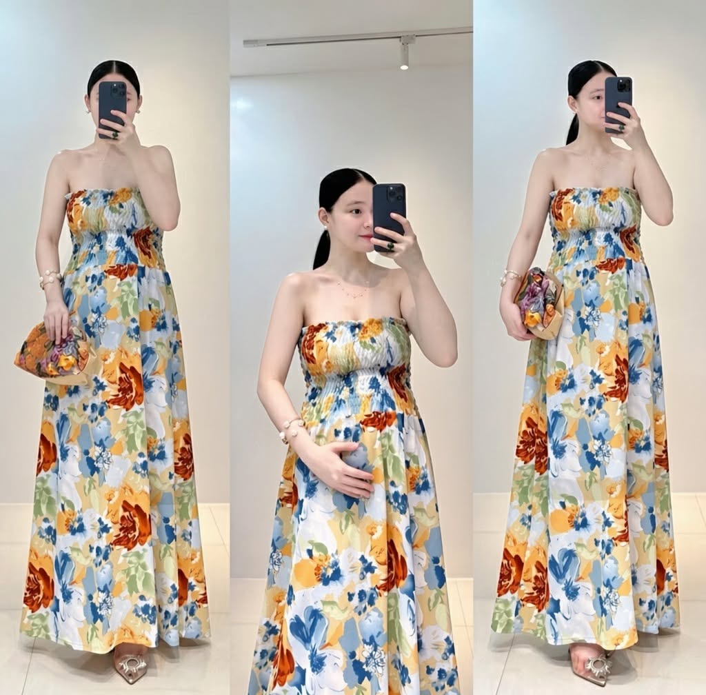 Percy Tube Smocking Maxi Dress