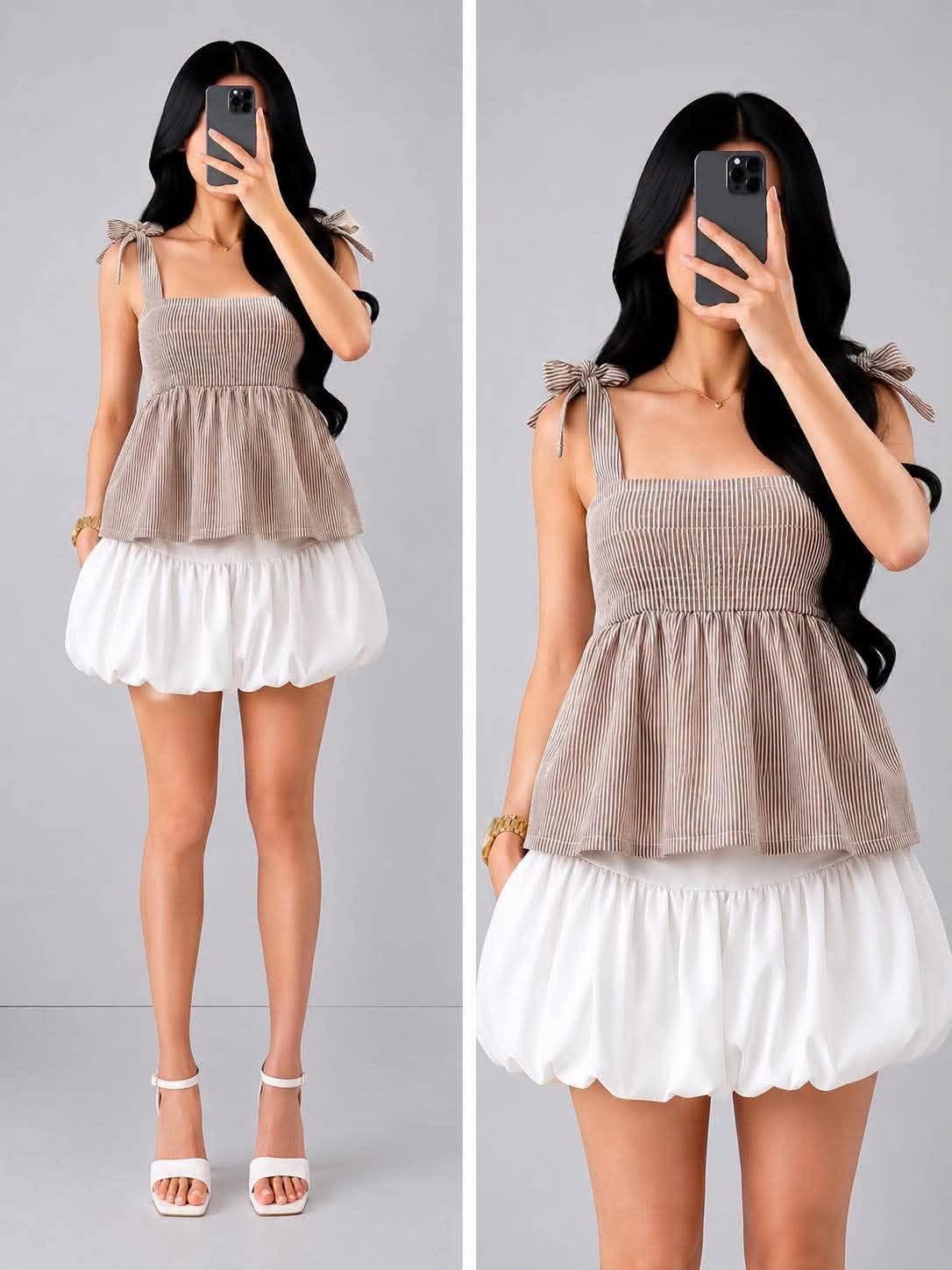Dorris Self Tie Peplum Top