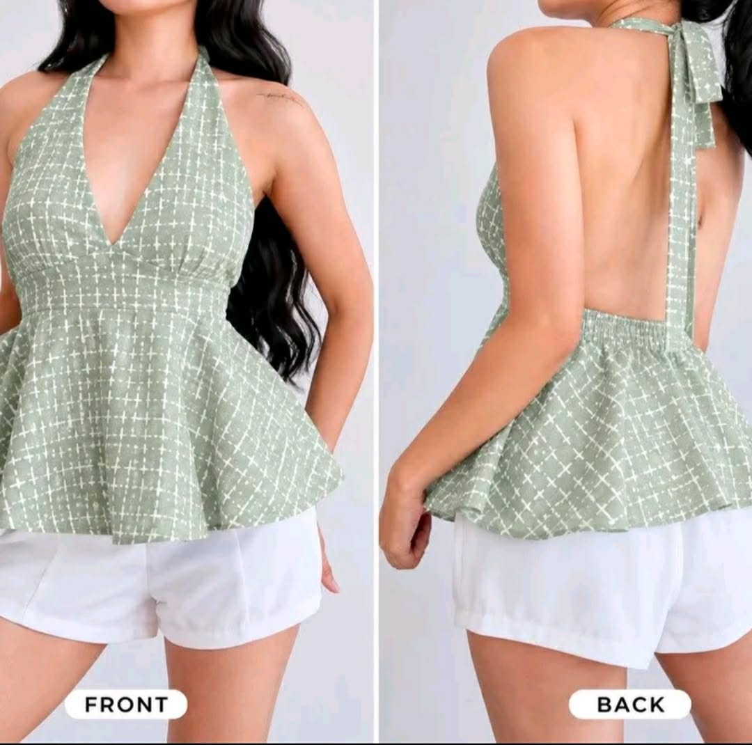 Hannah Padded Halter Peplum Top