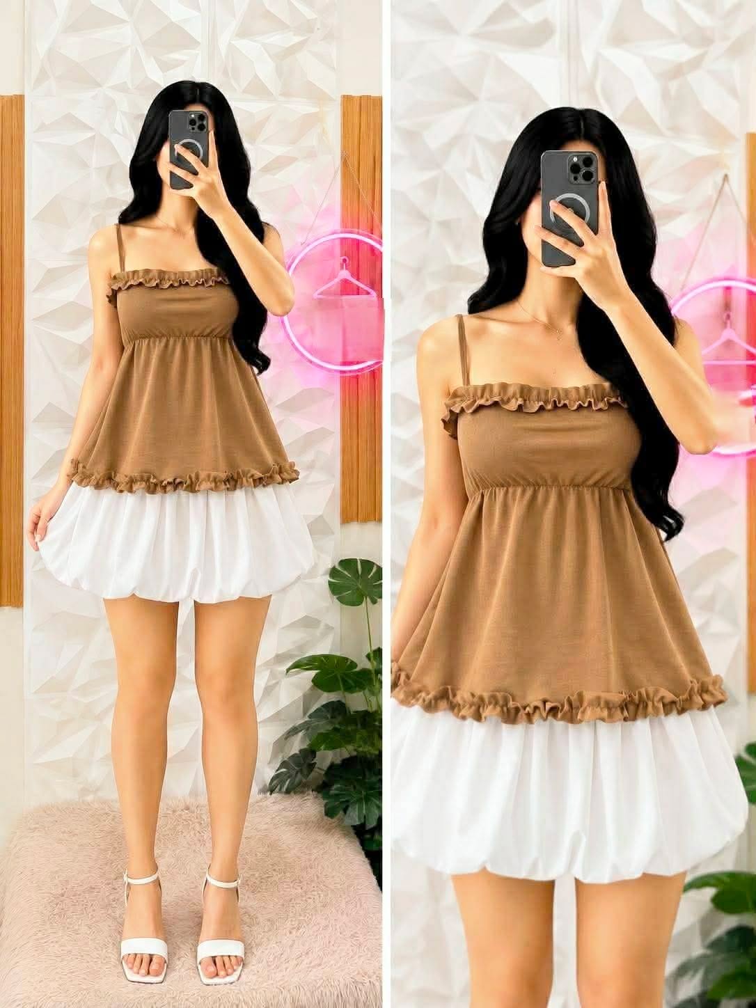 Celeste Ruffles Peplum Spag Top