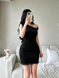 Nicki Classy Lace Buckle Bodycon Mini Dress
