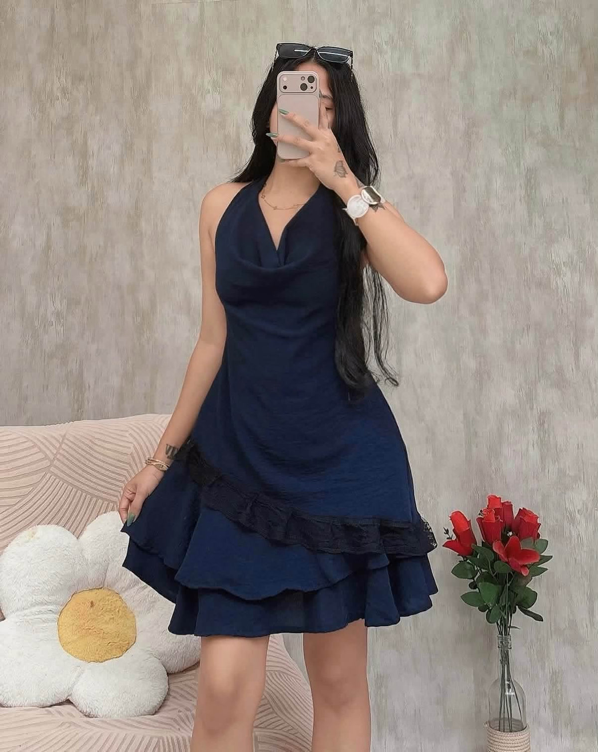Sara Cowl Lace Top and Skirt Coords
