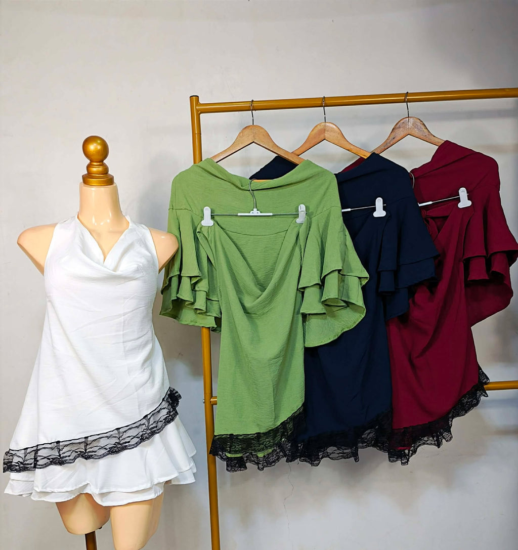 Sara Cowl Lace Top and Skirt Coords