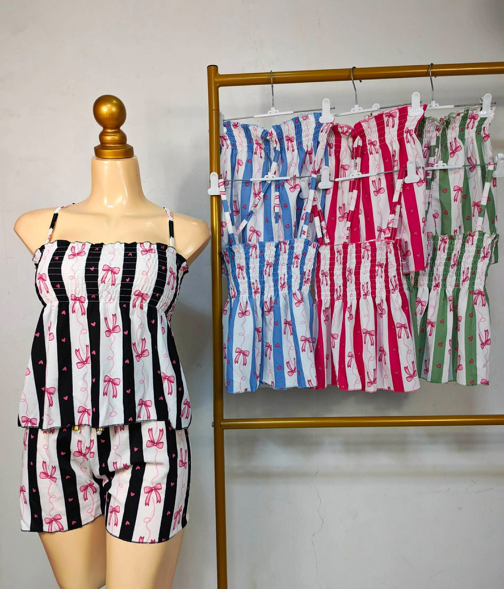 Greta Peplum Spag Top and Shorts Coords