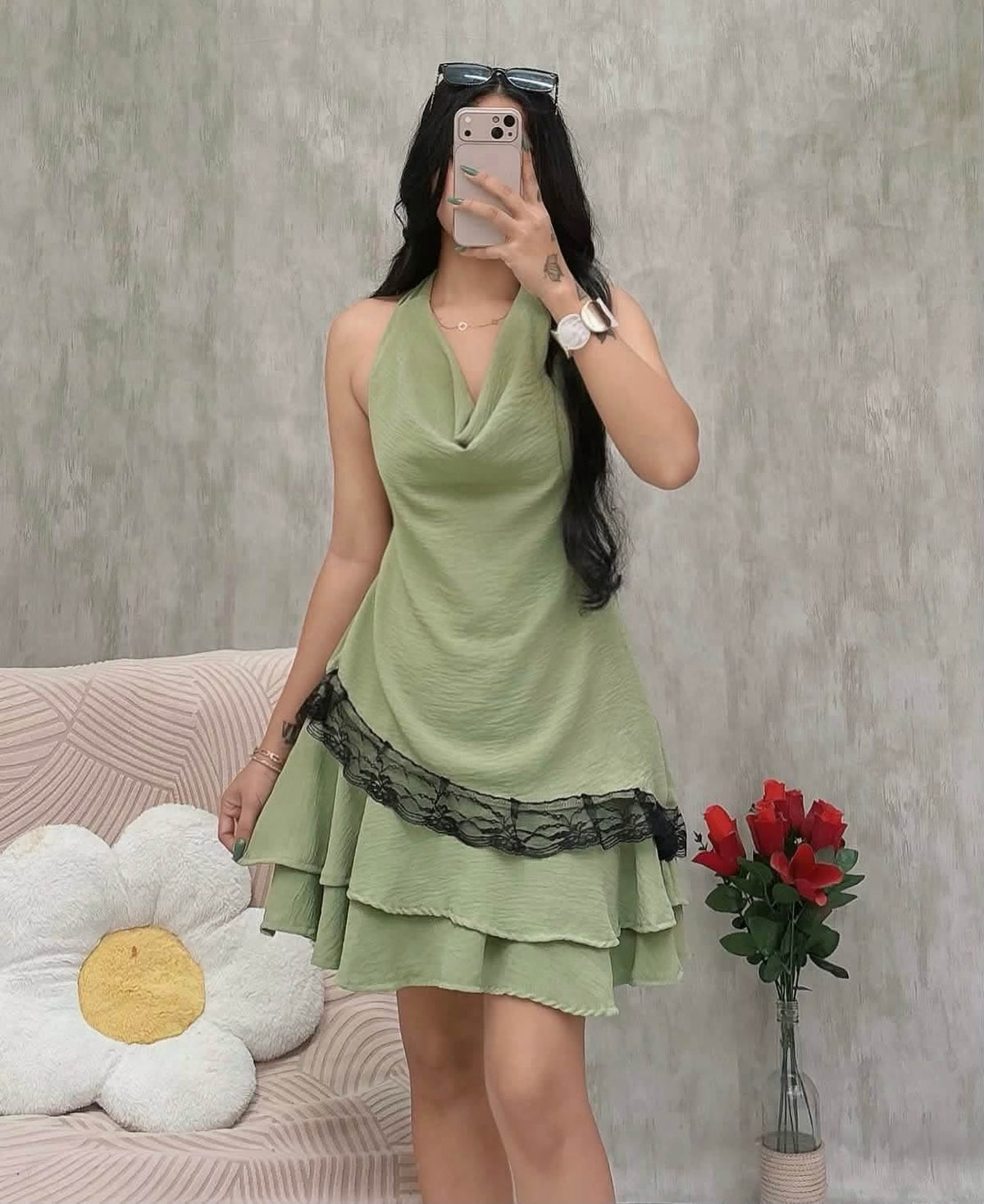 Sara Cowl Lace Top and Skirt Coords