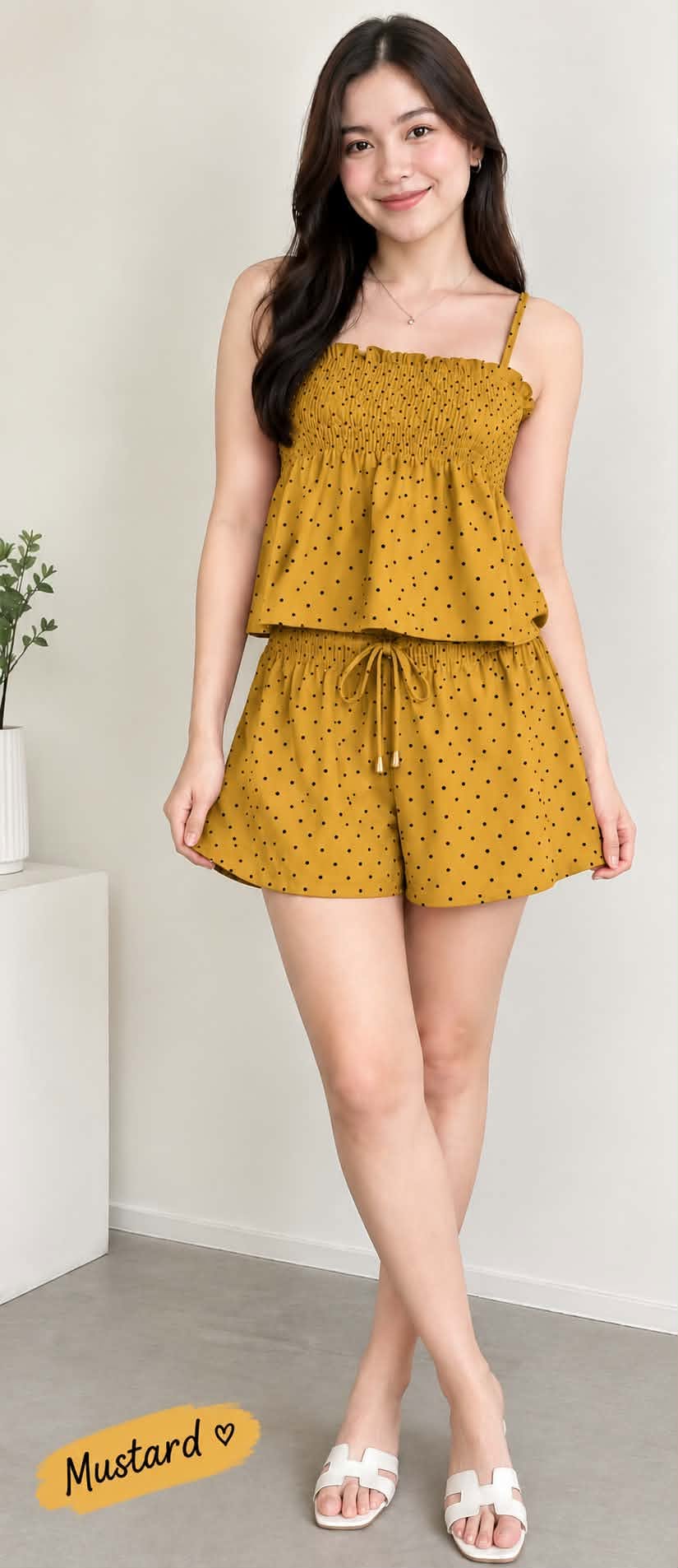 Faye Peplum Spag Top and Shorts Coords